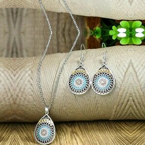 Silver and Turquoise Teardrop Jewelry Set
